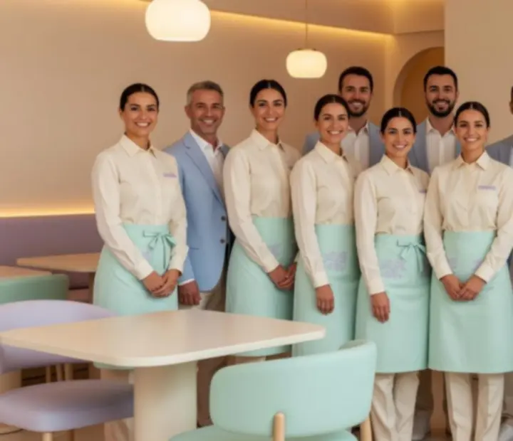 Zespół restauracji Polvirelona w eleganckim, nowoczesnym wnętrzu