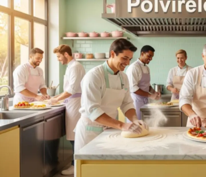 Zespół kuchni Polvirelona podczas pracy przy przygotowywaniu dań